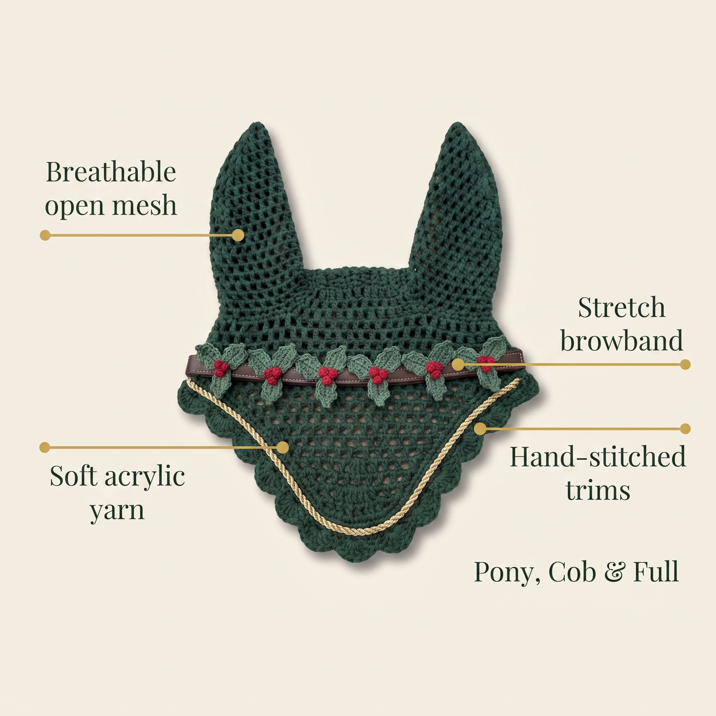 Handmade Christmas Crochet Horse Ear Bonnet